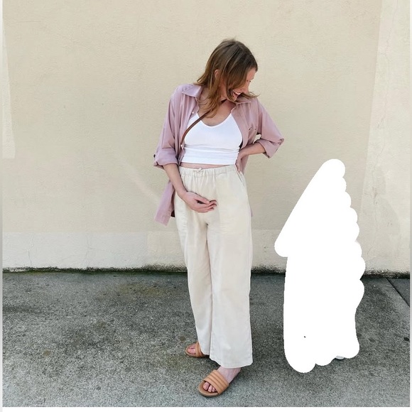 Tan Drawstring Linen Pants - Picture 4 of 4